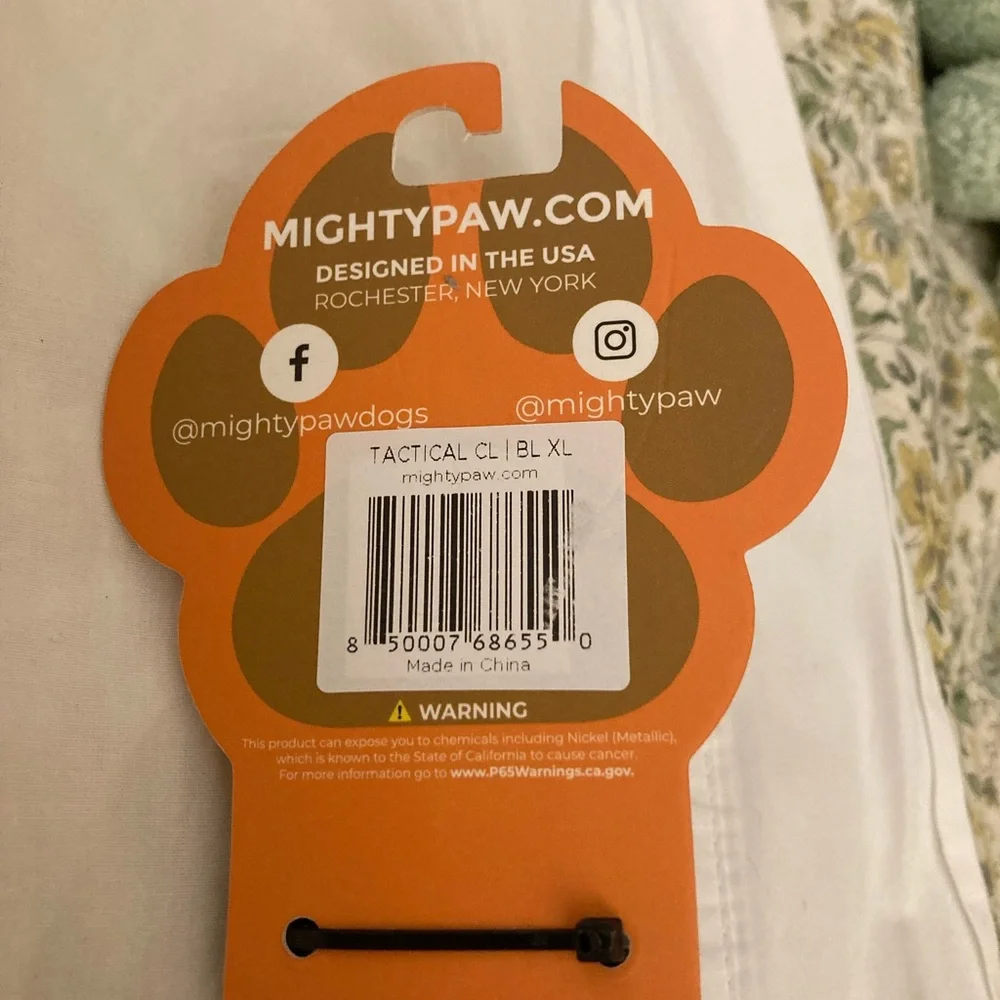 New Mighty Paw TACTICAL Adjustable Collar XL (22”-27”) Black Built in Handle